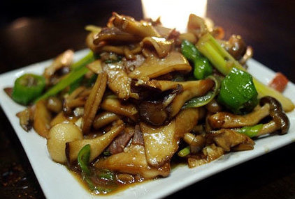 fried wild mushrooms dishin summer in yunnan china