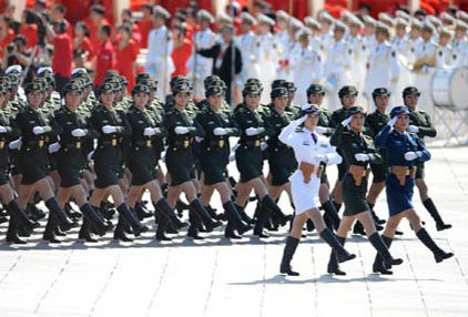 female soldiers march proudly at the national day parade in 2009