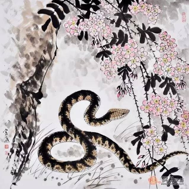 chinese zodiac painting snake