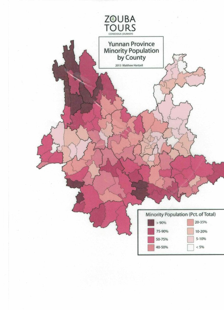 Yunnan Province Minority Population by County