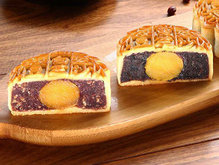 Mid autumn festival China Cantonese style egg yolk red bean paste mooncakes